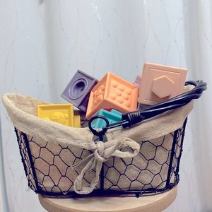 Rainbow silicone nesting/matching block set: numbers, animals, textures